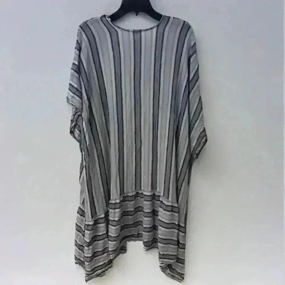Blue Island Open Front Longline Swimsuit Cover Up with Metallic Stripes - Picture 2 of 7